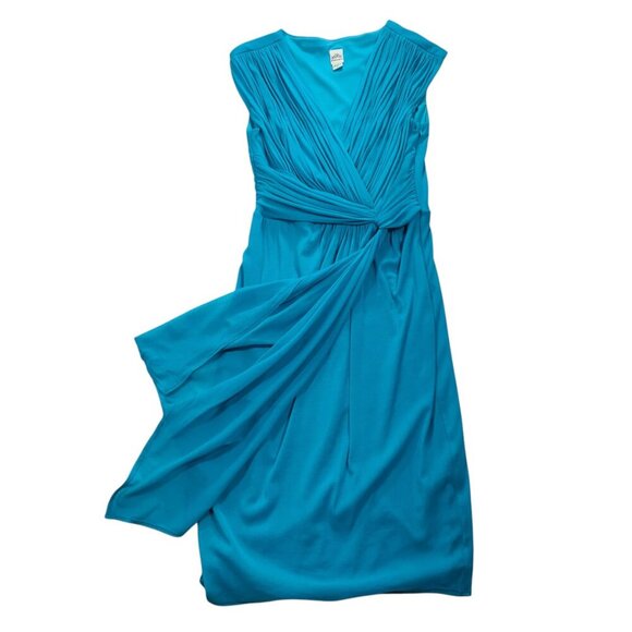 Turquoise sleeveless V-neck ruched dress size 8 - Picture 5 of 14